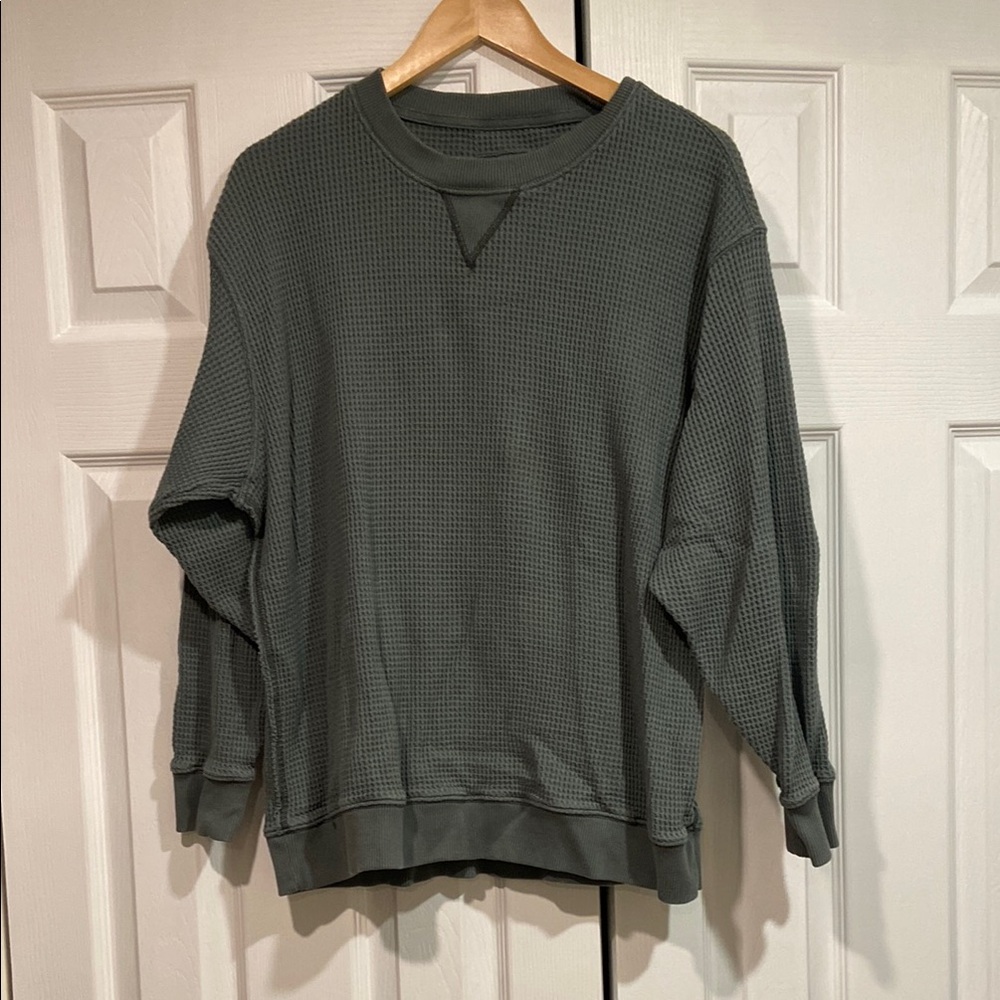 Men's Green Waffle Knit Sweater
